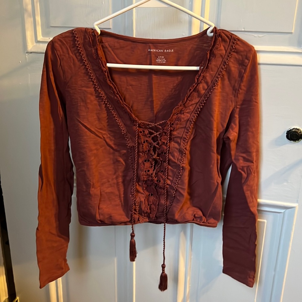 tie up front long sleeve tee